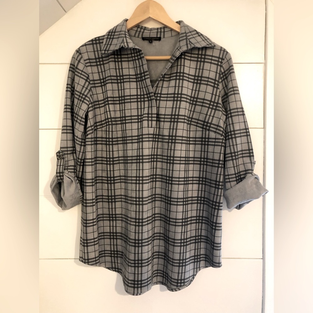 Alberto Makali mid sleeve gray and black pattern - quality thick fabric.